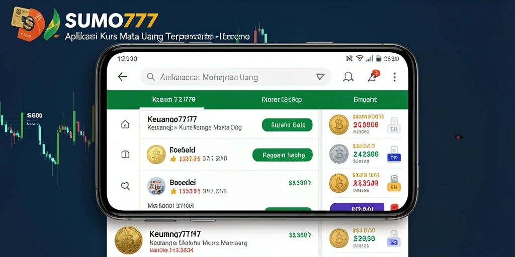 Tampilan antarmuka aplikasi SUMO777 dengan fitur Kurs Mata Uang yang lengkap.