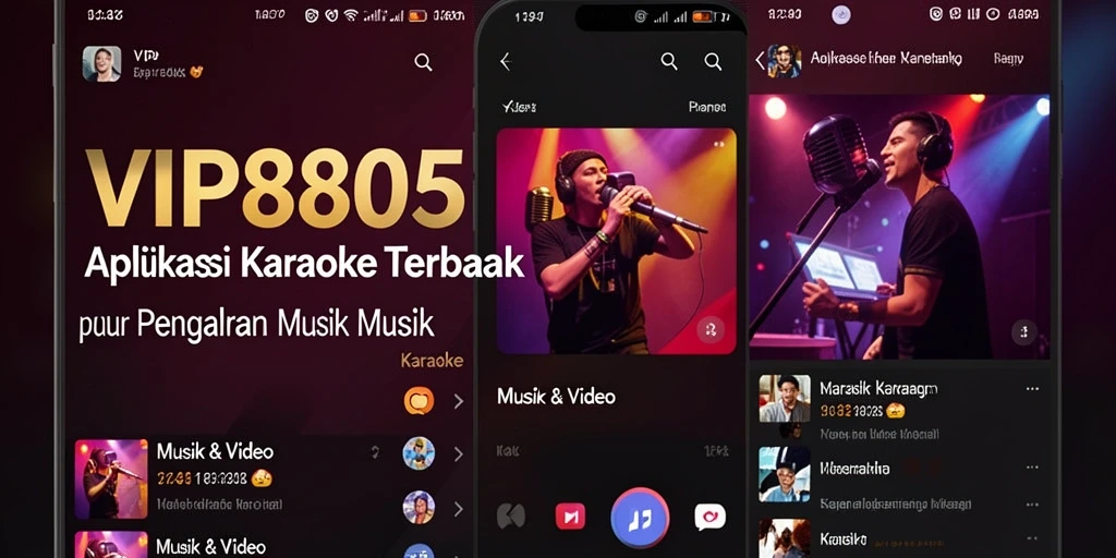 Antarmuka menarik dari aplikasi Karaoke VIP805 saat digunakan.