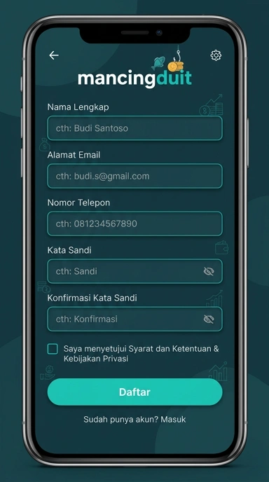 Tampilan halaman daftar mancingduit