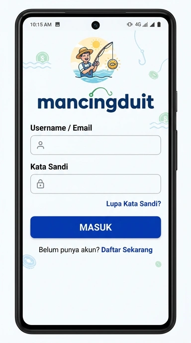 Tampilan halaman login mancingduit