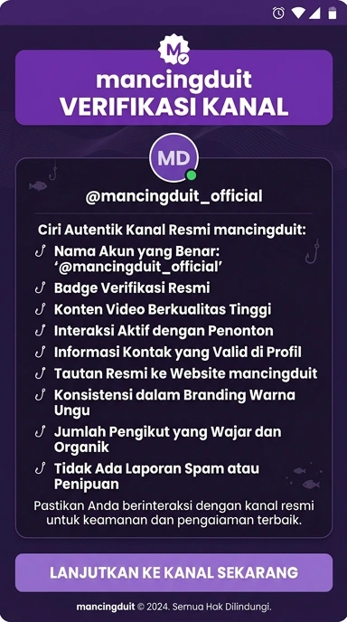 Tampilan kanal resmi mancingduit