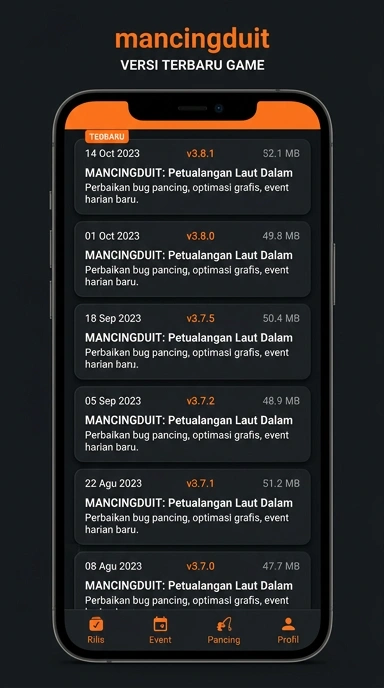 Tampilan riwayat versi mancingduit